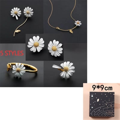 Set de bijuterii cu flori de margaretă în stil coreean pentru femei, fete, personalitate dulce, cadouri de petrecere