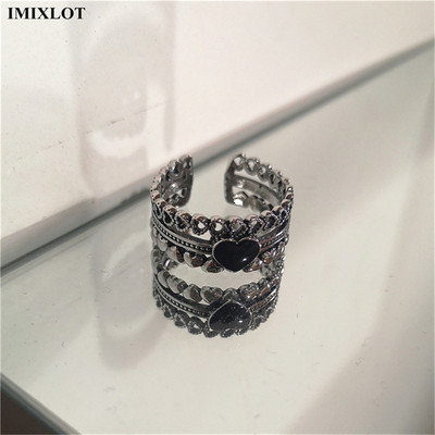 Kpop gotički estetski metalni trnovi Ljubavno srce Punk otvoreni prsten za žene Djevojke Modni vintage nakit Y2K EMO Grunge dodaci