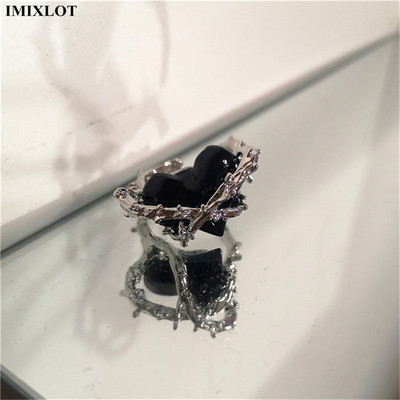 Kpop gotički estetski metalni trnovi Ljubavno srce Punk otvoreni prsten za žene Djevojke Modni vintage nakit Y2K EMO Grunge dodaci