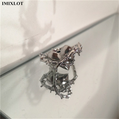 Kpop gotički estetski metalni trnovi Ljubavno srce Punk otvoreni prsten za žene Djevojke Modni vintage nakit Y2K EMO Grunge dodaci