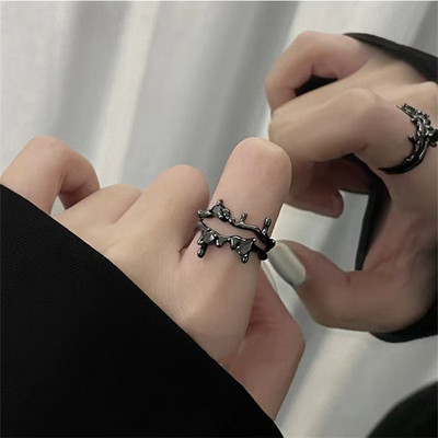 Kpop gotički estetski metalni trnovi Ljubavno srce Punk otvoreni prsten za žene Djevojke Modni vintage nakit Y2K EMO Grunge dodaci