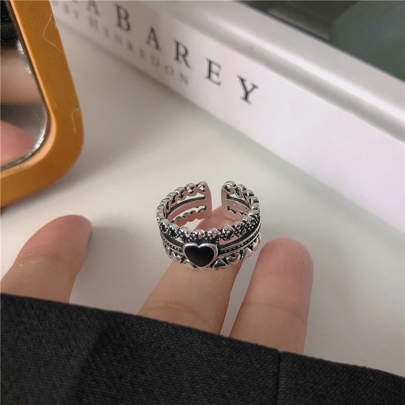 Kpop gotički estetski metalni trnovi Ljubavno srce Punk otvoreni prsten za žene Djevojke Modni vintage nakit Y2K EMO Grunge dodaci