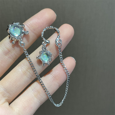 Szabálytalan folyékony fém kereszt holdkő lógó fülbevaló fiatal lány trend fém kereszt Holdkő cseppek fülbevaló ékszer nagykereskedés