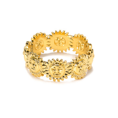 Inele cu legături cubaneze de epocă pentru femei, din oțel inoxidabil, pentru bărbați, cu coroană cu flori cu stele, inel geometric cu deget, bijuterii gotice Bijoux Femme