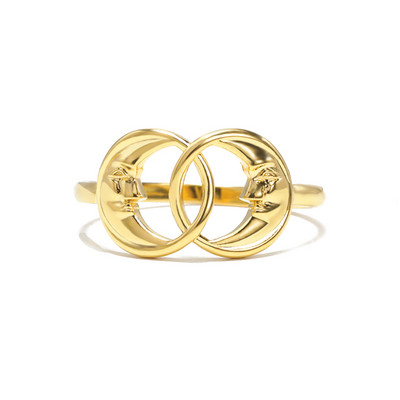 Inele cu legături cubaneze de epocă pentru femei, din oțel inoxidabil, pentru bărbați, cu coroană cu flori cu stele, inel geometric cu deget, bijuterii gotice Bijoux Femme