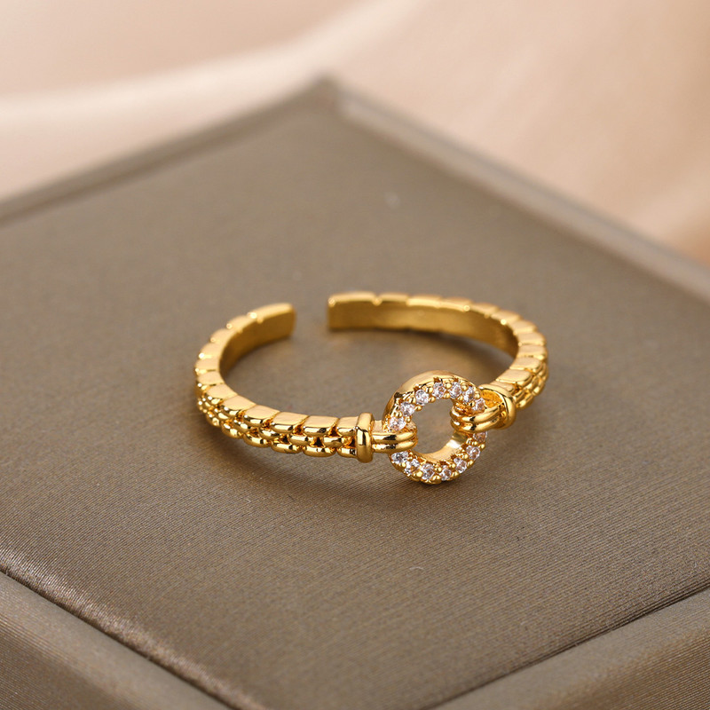 Inele cu legături cubaneze de epocă pentru femei, din oțel inoxidabil, pentru bărbați, cu coroană cu flori cu stele, inel geometric cu deget, bijuterii gotice Bijoux Femme