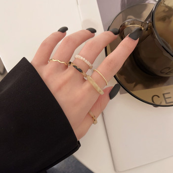 3 τμχ/σετ Ακρυλικό Σετ Δαχτυλίδι Ανοιχτόχρωμο Σύστημα Ρητίνης με χάντρες Ελαστικά δαχτυλίδια Νυφικό αρραβώνα Γυναικεία κοσμήματα με δάχτυλα 2022 Νέο