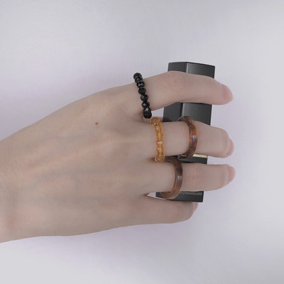 3db/szett akril gyűrűszett világos színű rendszer gyanta gyöngyös elasztikus gyűrűk menyasszonyi eljegyzési női ujjékszerek 2022 új