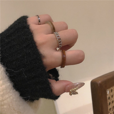 3db/szett akril gyűrűszett világos színű rendszer gyanta gyöngyös elasztikus gyűrűk menyasszonyi eljegyzési női ujjékszerek 2022 új