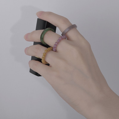 3db/szett akril gyűrűszett világos színű rendszer gyanta gyöngyös elasztikus gyűrűk menyasszonyi eljegyzési női ujjékszerek 2022 új