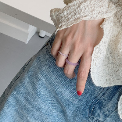 3db/szett akril gyűrűszett világos színű rendszer gyanta gyöngyös elasztikus gyűrűk menyasszonyi eljegyzési női ujjékszerek 2022 új