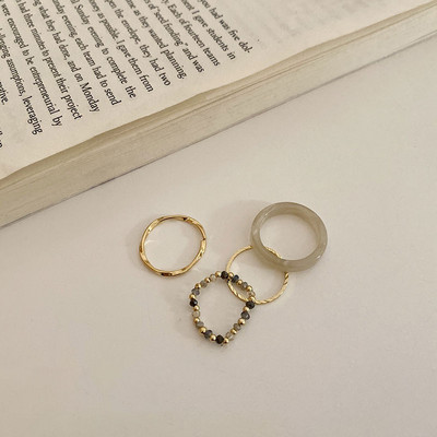 3db/szett akril gyűrűszett világos színű rendszer gyanta gyöngyös elasztikus gyűrűk menyasszonyi eljegyzési női ujjékszerek 2022 új