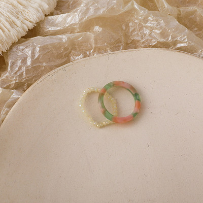 3db/szett akril gyűrűszett világos színű rendszer gyanta gyöngyös elasztikus gyűrűk menyasszonyi eljegyzési női ujjékszerek 2022 új