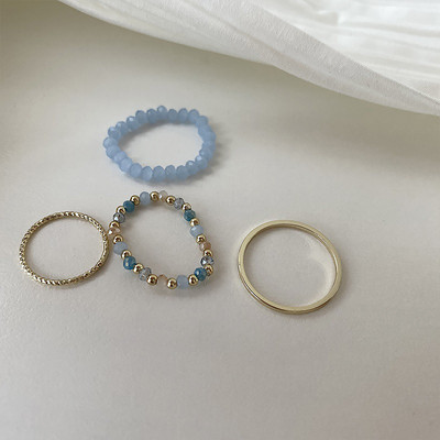 3db/szett akril gyűrűszett világos színű rendszer gyanta gyöngyös elasztikus gyűrűk menyasszonyi eljegyzési női ujjékszerek 2022 új