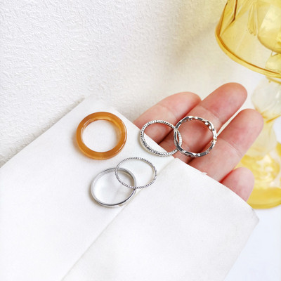 3db/szett akril gyűrűszett világos színű rendszer gyanta gyöngyös elasztikus gyűrűk menyasszonyi eljegyzési női ujjékszerek 2022 új