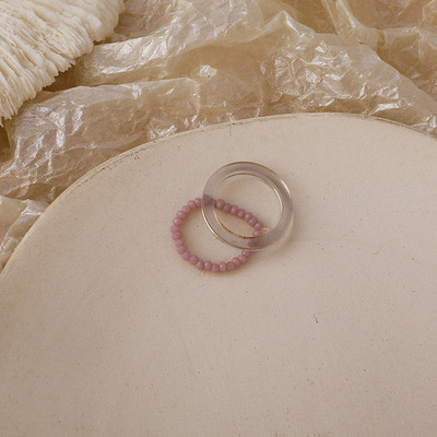 3db/szett akril gyűrűszett világos színű rendszer gyanta gyöngyös elasztikus gyűrűk menyasszonyi eljegyzési női ujjékszerek 2022 új