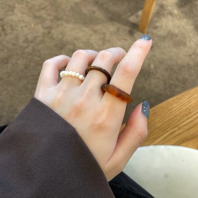 3db/szett akril gyűrűszett világos színű rendszer gyanta gyöngyös elasztikus gyűrűk menyasszonyi eljegyzési női ujjékszerek 2022 új