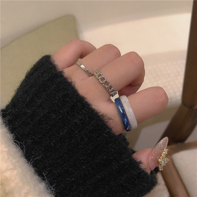 3db/szett akril gyűrűszett világos színű rendszer gyanta gyöngyös elasztikus gyűrűk menyasszonyi eljegyzési női ujjékszerek 2022 új