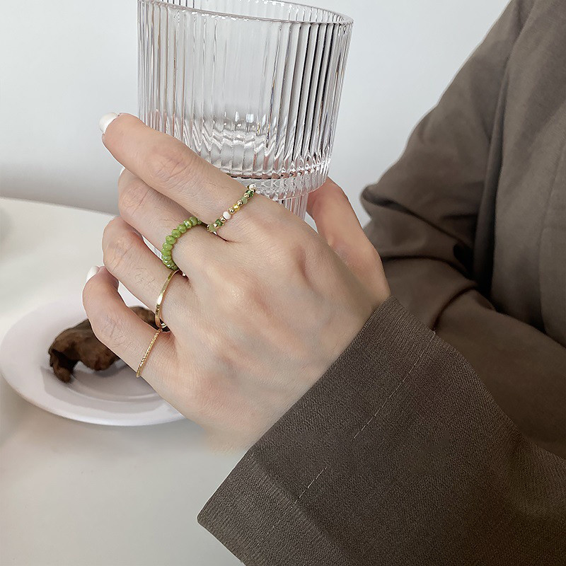 3db/szett akril gyűrűszett világos színű rendszer gyanta gyöngyös elasztikus gyűrűk menyasszonyi eljegyzési női ujjékszerek 2022 új