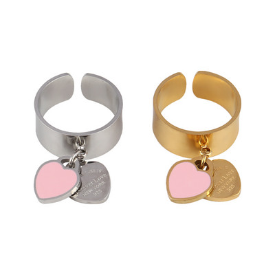 Пръстен от неръждаема стомана Златен цвят Широк пръстен с кръгли пръстени Верига Пръстен за жени Пънк кръгли геометрични отворени пръстени пръстени Бижута