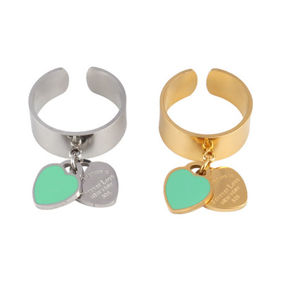 Пръстен от неръждаема стомана Златен цвят Широк пръстен с кръгли пръстени Верига Пръстен за жени Пънк кръгли геометрични отворени пръстени пръстени Бижута