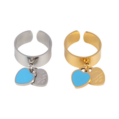 Пръстен от неръждаема стомана Златен цвят Широк пръстен с кръгли пръстени Верига Пръстен за жени Пънк кръгли геометрични отворени пръстени пръстени Бижута