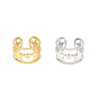 Пръстен от неръждаема стомана Златен цвят Широк пръстен с кръгли пръстени Верига Пръстен за жени Пънк кръгли геометрични отворени пръстени пръстени Бижута