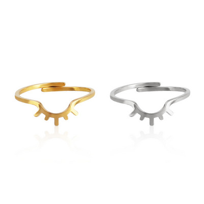 Пръстен от неръждаема стомана Златен цвят Широк пръстен с кръгли пръстени Верига Пръстен за жени Пънк кръгли геометрични отворени пръстени пръстени Бижута