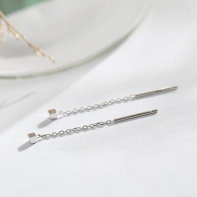 Stil simplu, cutie, lanț, ciucuri, cercei cu picătură pentru femei, cercei lungi, accesorii pentru piercing, mini bijuterii la modă pentru urechi