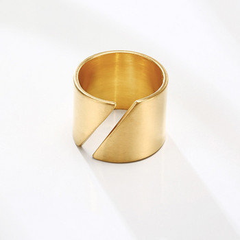 Μοντέρνο φαρδύ δαχτυλίδι από ανοξείδωτο ατσάλι για γυναίκες Γεωμετρικό δαχτυλίδι δαχτυλίδι με στρώσεις Κομψό κόσμημα