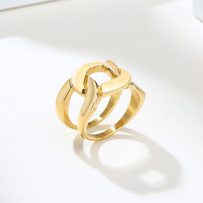 Rozsdamentes acélból készült, modern, széles gyűrűs női gyűrű geometrikus ujjlenyomat gyűrűs buli réteges elegáns ékszerek