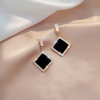 LATS Trend Rhinestone Geometric Drop σκουλαρίκια για γυναίκες Κορεατική μόδα Μαύρο σκουλαρίκι κρέμονται 2021 Γυναικεία κομψά κοσμήματα