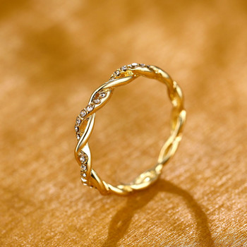 Ροζ χρυσό Χρώμα Twist Κλασικό Κυβικό Ζιργκόν Δαχτυλίδι αρραβώνων για κορίτσια Αυστριακά Κρύσταλλα δώρου Δαχτυλίδια Bague Femme