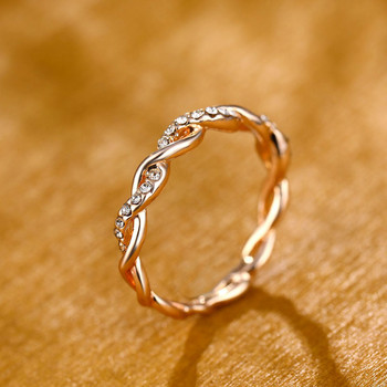 Сватбен годежен пръстен с цвят на розово злато, класически кубичен цирконий за жени, момичета, австрийски кристали, подаръчни пръстени Bague Femme