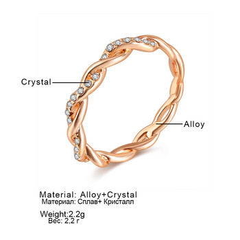 Сватбен годежен пръстен с цвят на розово злато, класически кубичен цирконий за жени, момичета, австрийски кристали, подаръчни пръстени Bague Femme