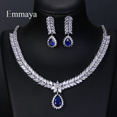 Emmaya Zircon cubic AAA de lux, 4 culori, picătură de apă, cercei de nuntă, colier pentru femei, seturi de bijuterii de mireasă, accesorii de petrecere