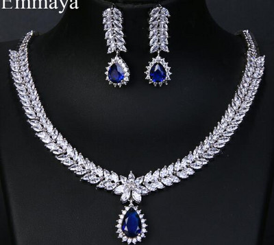 Emmaya Zircon cubic AAA de lux, 4 culori, picătură de apă, cercei de nuntă, colier pentru femei, seturi de bijuterii de mireasă, accesorii de petrecere