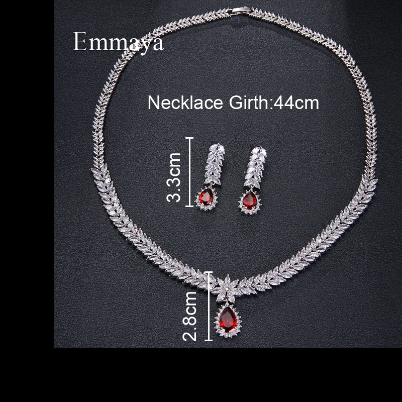 Emmaya Zircon cubic AAA de lux, 4 culori, picătură de apă, cercei de nuntă, colier pentru femei, seturi de bijuterii de mireasă, accesorii de petrecere