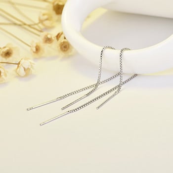 Vintage ασημί μπάρα με μακριά κλωστή με φούντα σκουλαρίκια για γυναίκες Γυαλιστερό γεωμετρικό κορεάτικο σκουλαρίκι Μόδα κοσμήματα 2022 Νέο