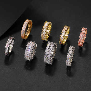 Модни луксозни многоцветни сватбени пръстени с циркон за жени, кръгъл квадратен камък, парти пръстен, бижута Bague Femme