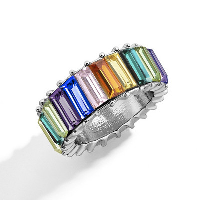 Inele de nunta cu zircon cu farmec multicolor de moda pentru femei, inel rotund de piatra patrata pentru petrecere, bijuterii Bague Femme