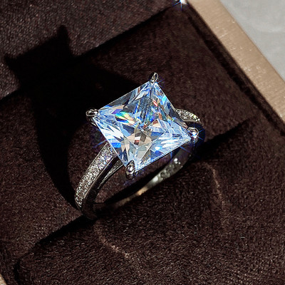 Inele de nunta cu zircon cu farmec multicolor de moda pentru femei, inel rotund de piatra patrata pentru petrecere, bijuterii Bague Femme