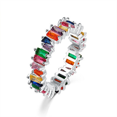 Inele de nunta cu zircon cu farmec multicolor de moda pentru femei, inel rotund de piatra patrata pentru petrecere, bijuterii Bague Femme
