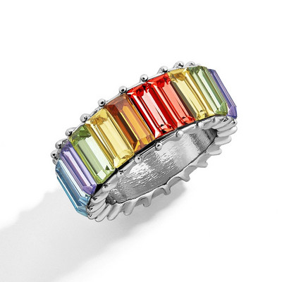 Inele de nunta cu zircon cu farmec multicolor de moda pentru femei, inel rotund de piatra patrata pentru petrecere, bijuterii Bague Femme