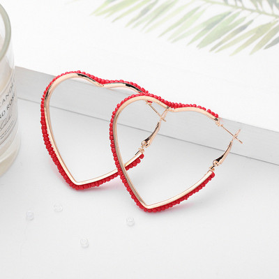 2021-es koreai divatékszerek csillogó strasszköves üreges szívcsepp fülbevaló női lányoknak vintage vörös kristály fülbevaló