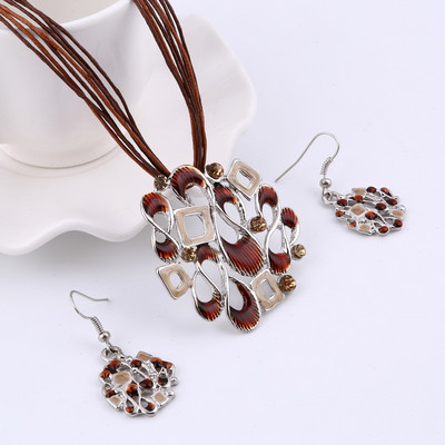 MINHIN Summer Style zománcozott medál ékszer szettek Lucite Design Multi Colors Geometry Choker nyaklánc fülbevaló szett