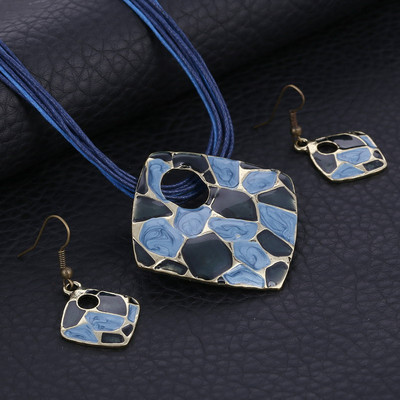 MINHIN Summer Style zománcozott medál ékszer szettek Lucite Design Multi Colors Geometry Choker nyaklánc fülbevaló szett