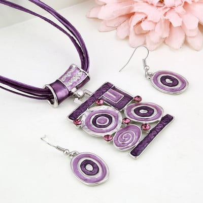 MINHIN Summer Style zománcozott medál ékszer szettek Lucite Design Multi Colors Geometry Choker nyaklánc fülbevaló szett