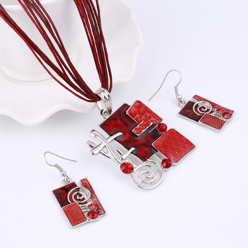 MINHIN Summer Style zománcozott medál ékszer szettek Lucite Design Multi Colors Geometry Choker nyaklánc fülbevaló szett