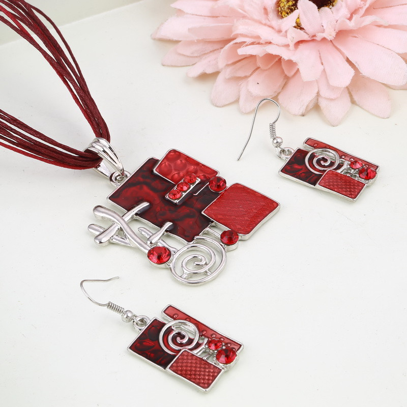 MINHIN Summer Style zománcozott medál ékszer szettek Lucite Design Multi Colors Geometry Choker nyaklánc fülbevaló szett